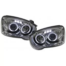 Zwarte koplamp met angel eyes voor Subaru Impreza