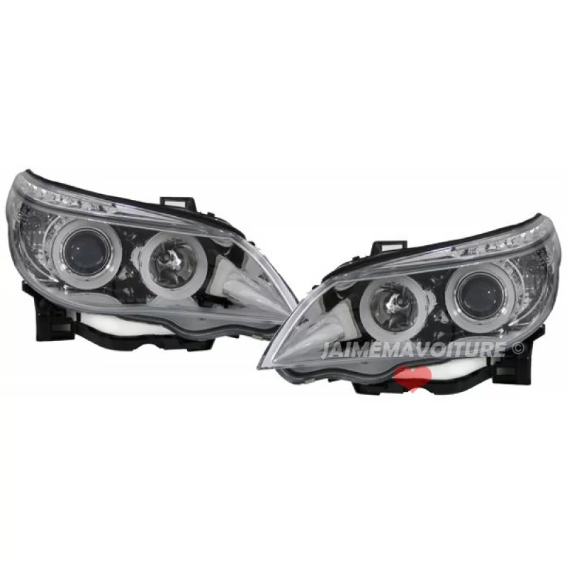 Coppia di fari angel eyes CCFL BMW Serie 5 E60