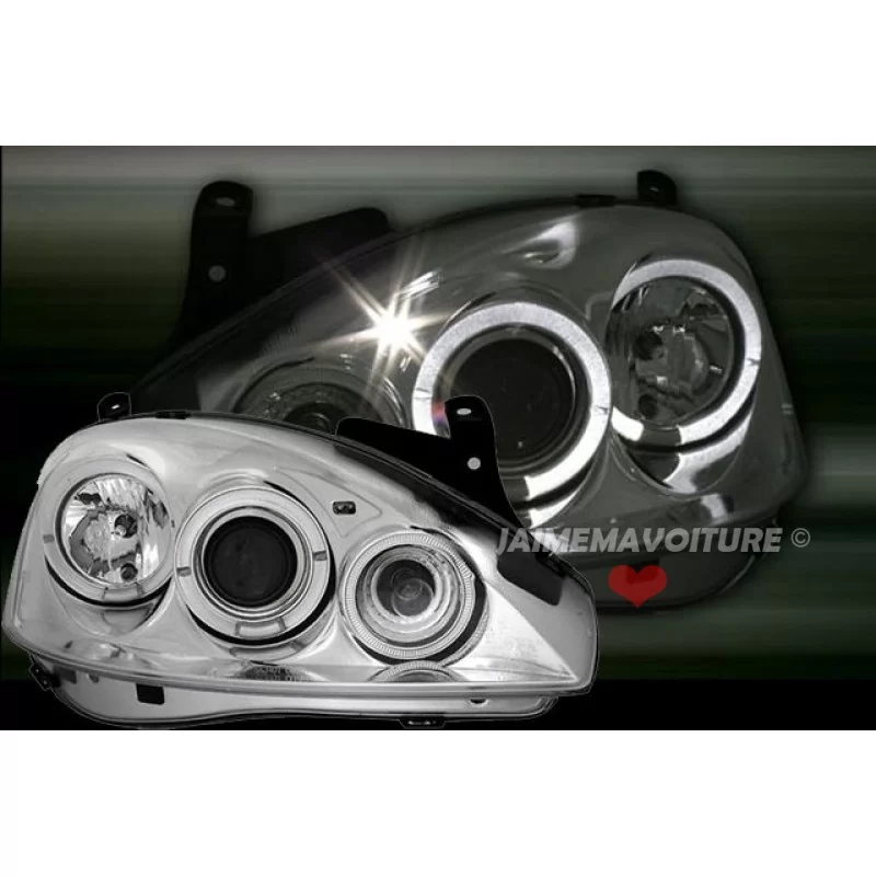 Fari Angel eyes per Opel Corsa C cromo