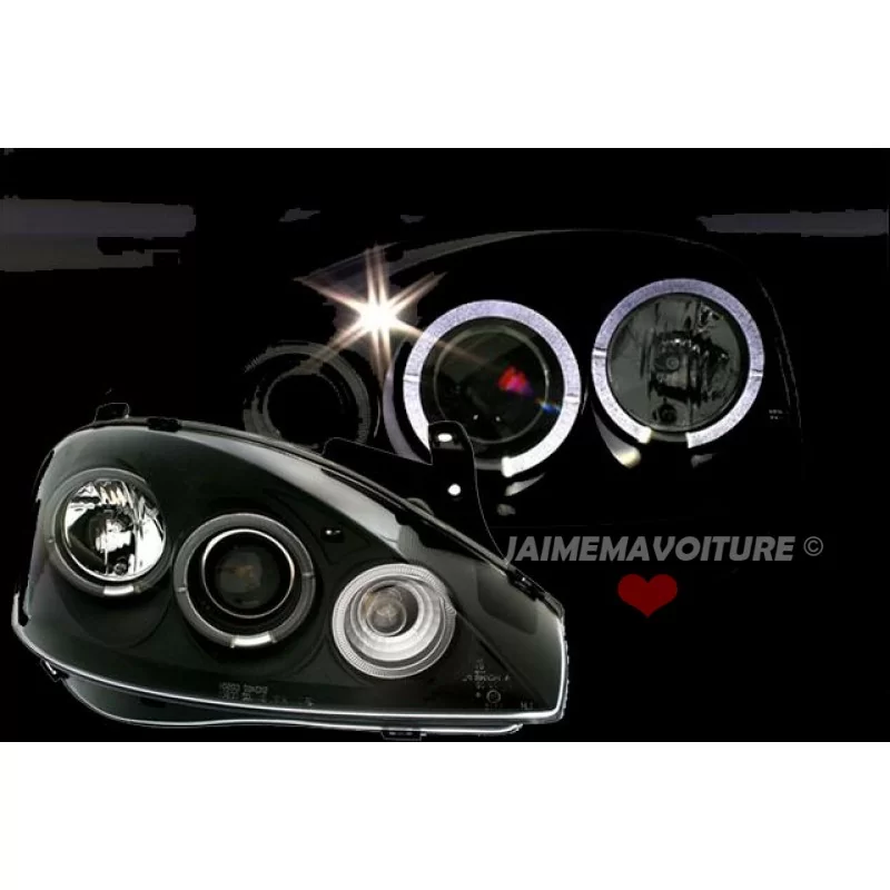 Angel eyes-strålkastare till Opel Corsa C svart
