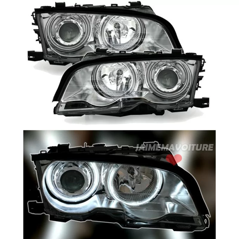 Feux avants angel eyes CCFL BMW Série 3 E46 berline