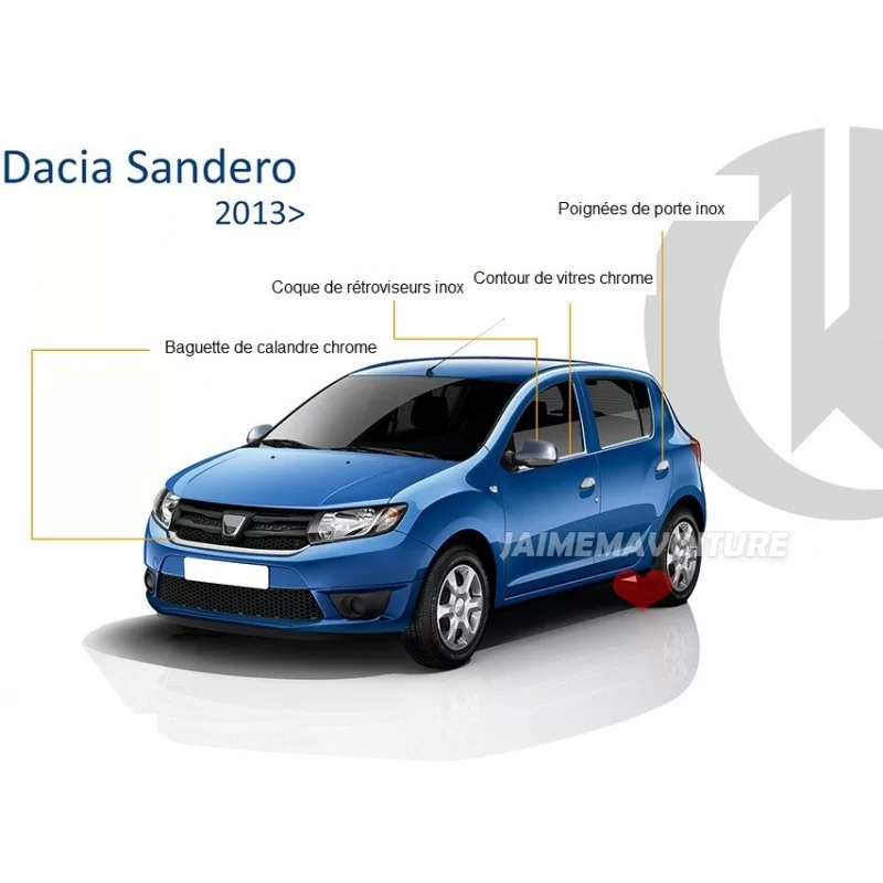 2013 DACIA SANDERO grille in chroom, aluminium en roestvrij staal