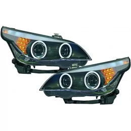 Fari CCFL angel eyes per BMW Serie 5 neri - look F10