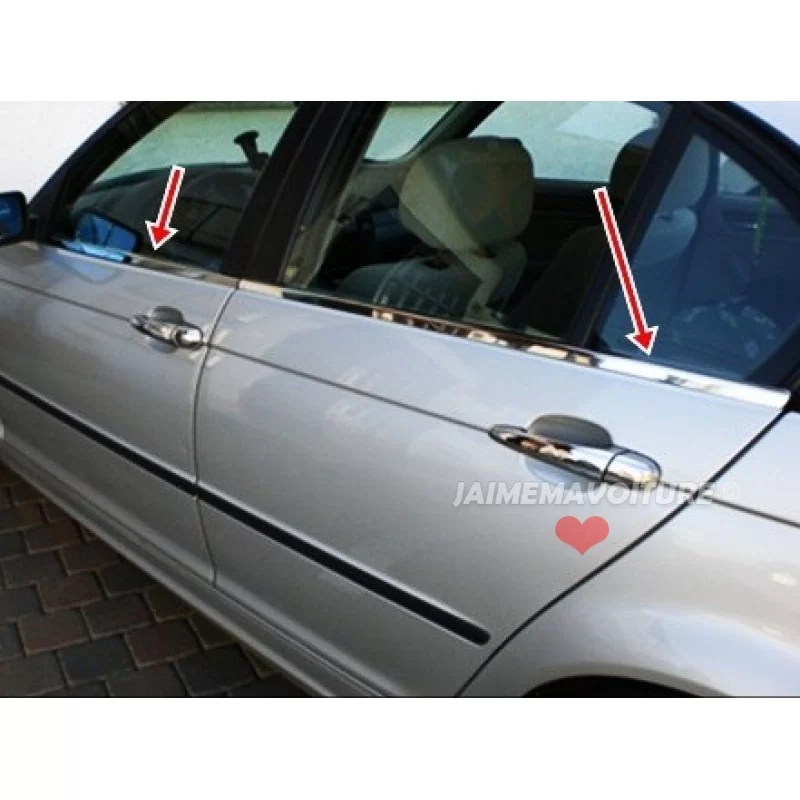 Chroom aluminium raamomlijsting 4 stuks Roestvrij staal BMW 3 Serie E46