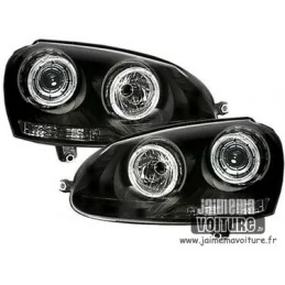 Angel eyes Front headlights Black Golf 5