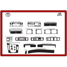 Inserto per cruscotto BMW Serie 3 E46 25 pezzi