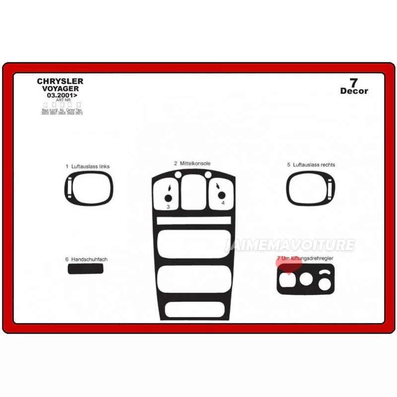 Instrumentbrädesinsats CHRYSLER Voyager 2001-2007 7 st