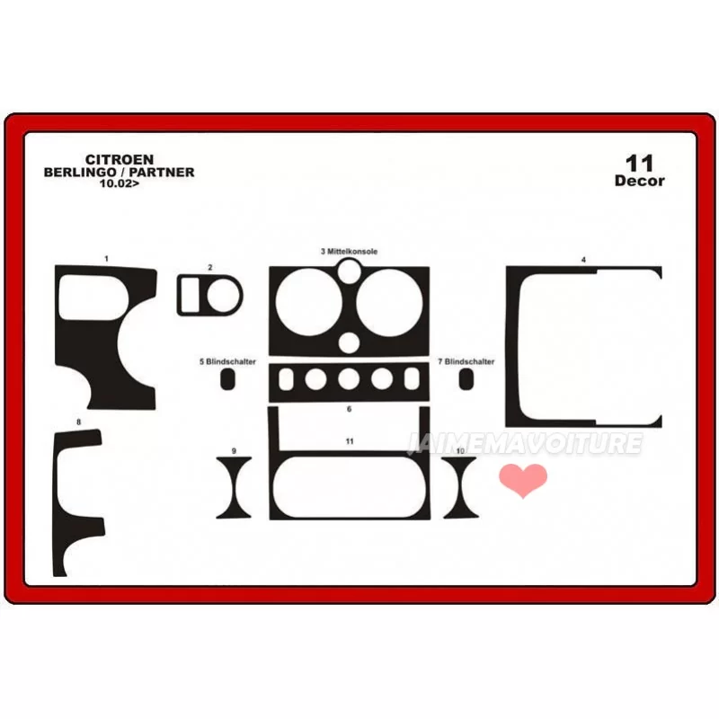 Dashboard insert CITROEN Berlingo 2002-2008 11 stuks