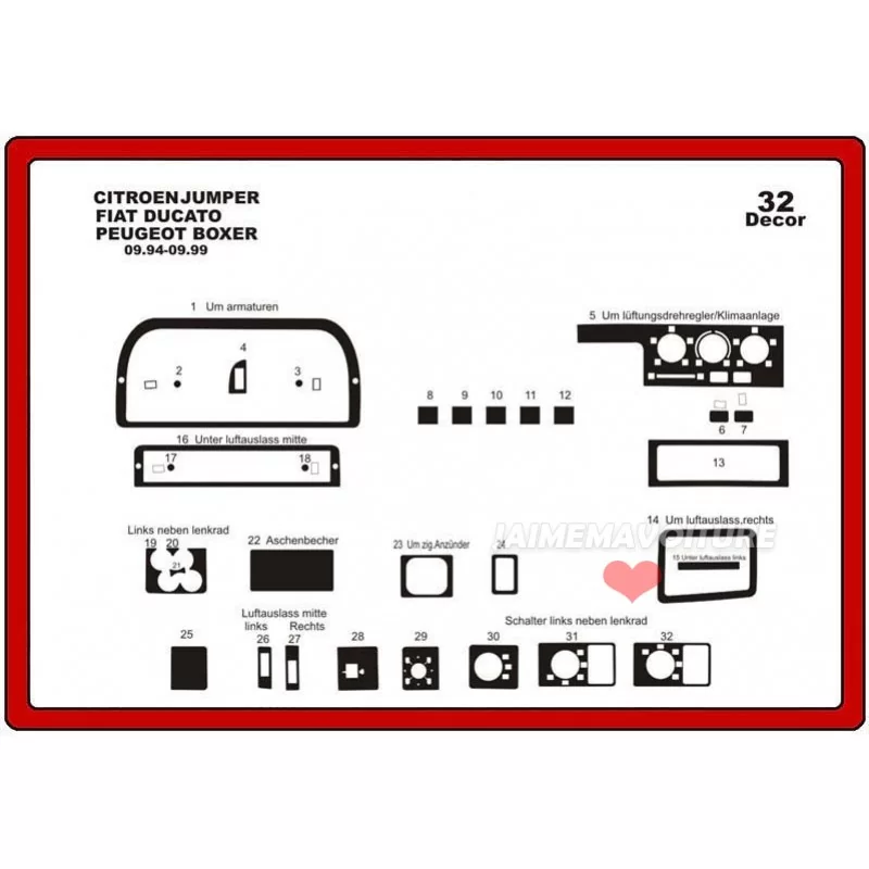 Inserto cruscotto FIAT Ducato 1994-2002 32 pezzi