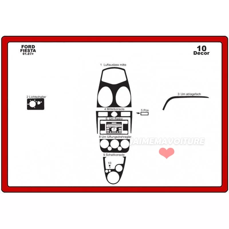 Instrumentbrädesinsats FORD Fiesta 2005-2010 10 st