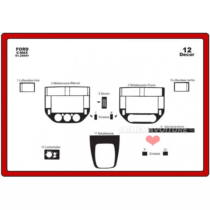 Dashboard insert FORD C Max 2004-2010 12 stuks