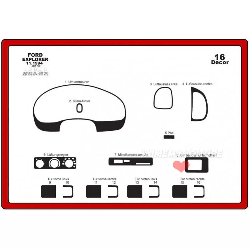 Inserto cruscotto FORD Explorer 16 pezzi