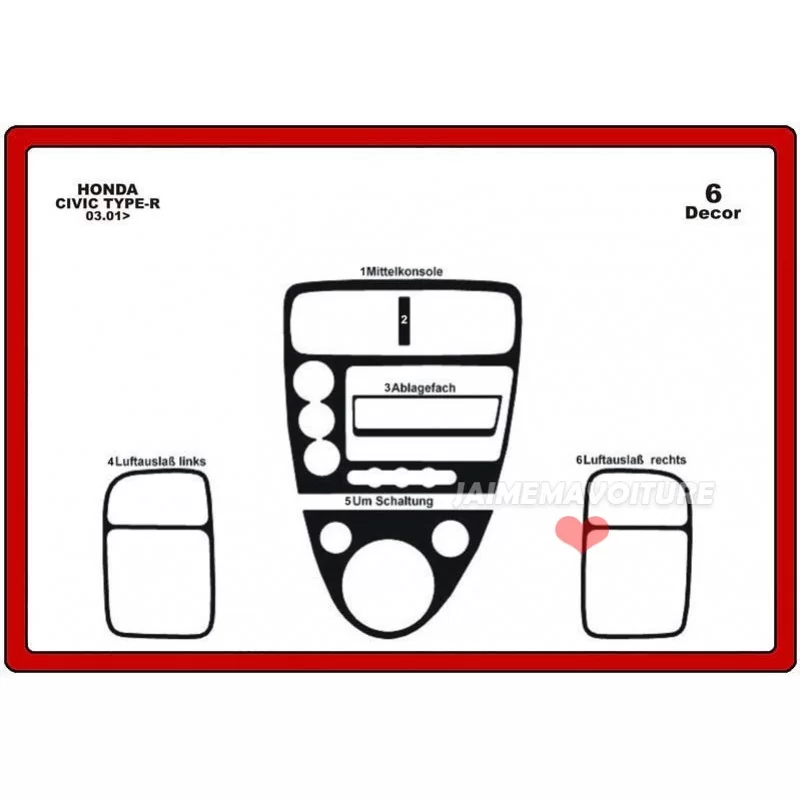 Instrumentbrädesinsats HONDA Civic Type R 6 delar