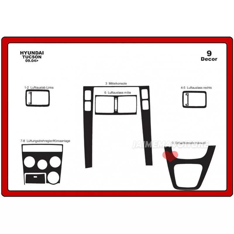 Inserto cruscotto HYUNDAI Tucson 9 pezzi