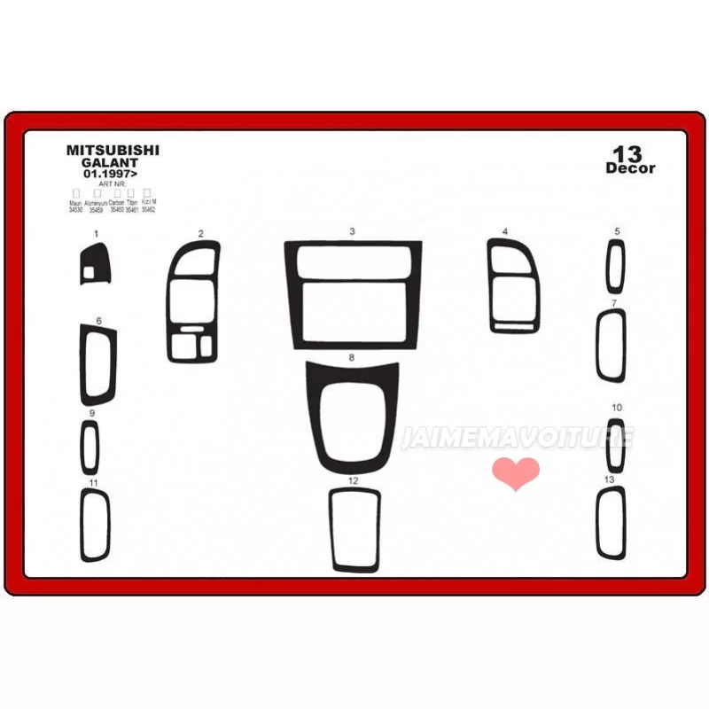 Dashboard inzetstuk MITSUBISHI Galant 13 stuks