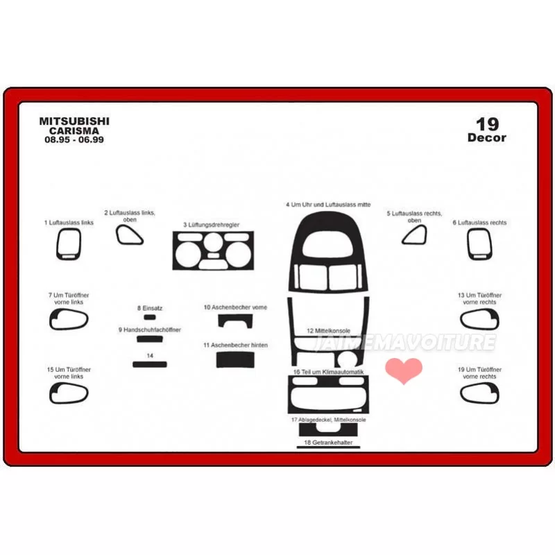 Instrumentbrädesinsats MITSUBISHI Carisma 19 delar