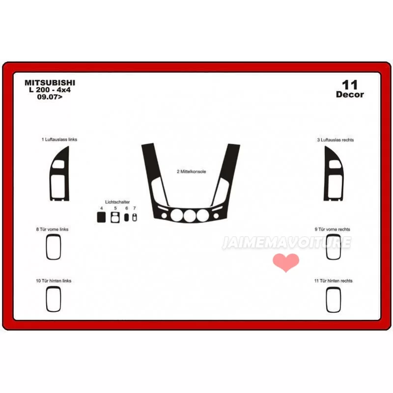 Instrumentbrädesinsats MITSUBISHI L 200 4x4 11 delar