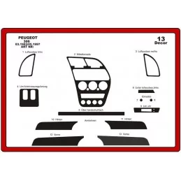 Instrumentbrädesinsats PEUGEOT 306 1993-1997 13 delar