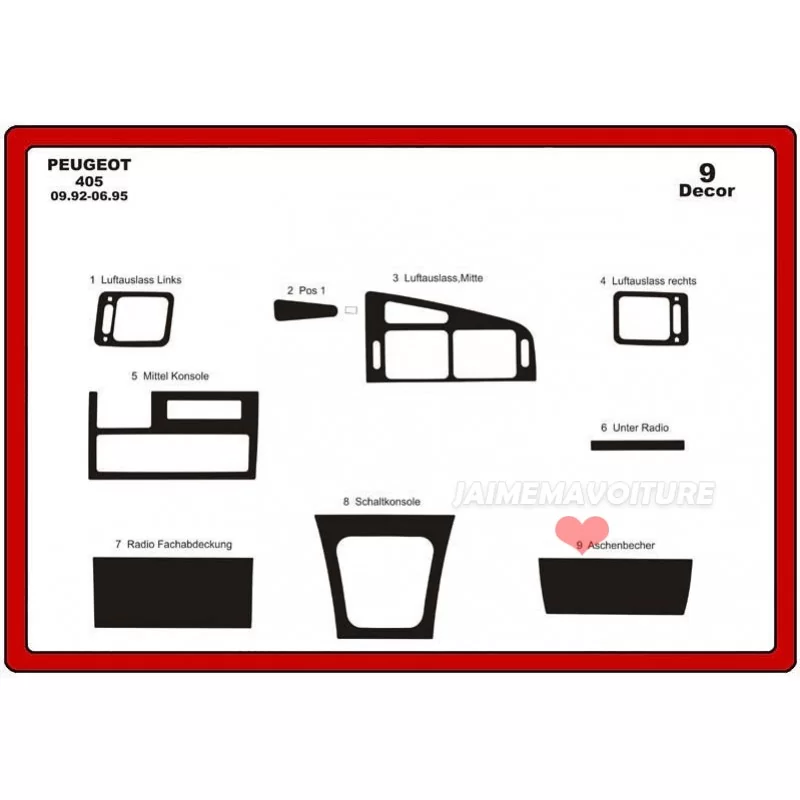 Inserto cruscotto PEUGEOT 405 1992-1995 9 pezzi