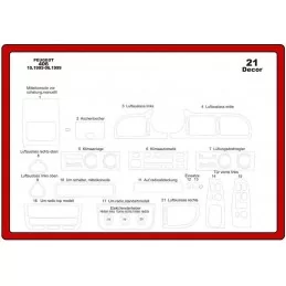 Inserto cruscotto PEUGEOT 406 1995-1999 21 pezzi