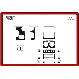 Inserto cruscotto PEUGEOT Partner 2002-2008 11 pezzi