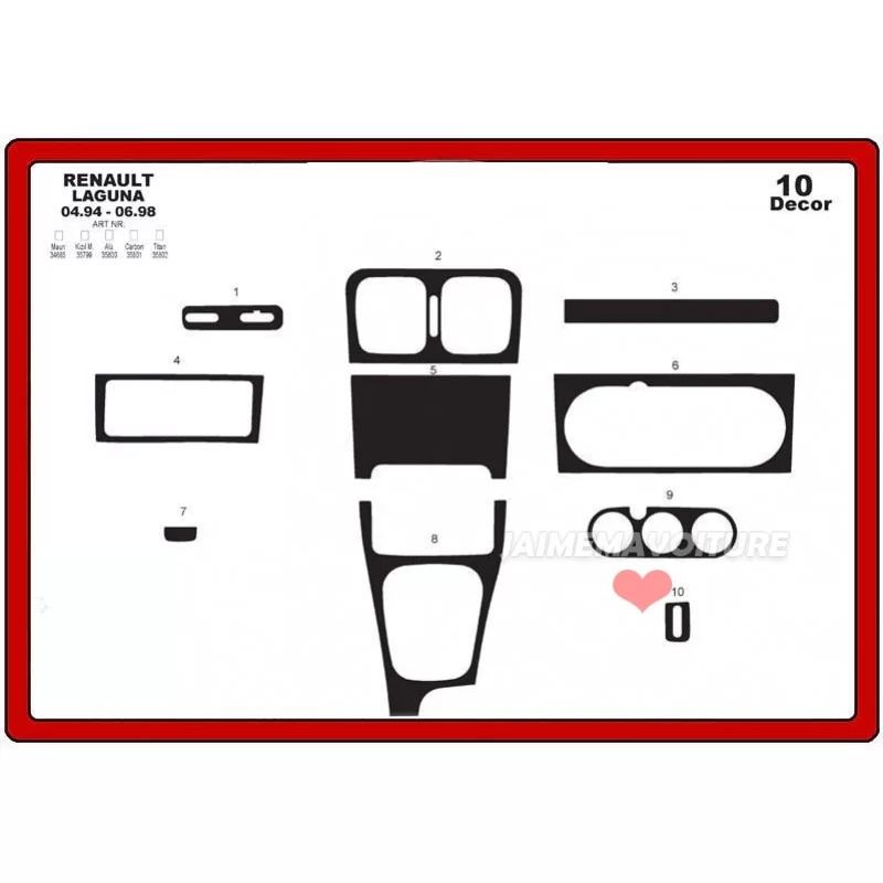 Dashboard insert RENAULT Laguna 1994-1998 10 stuks