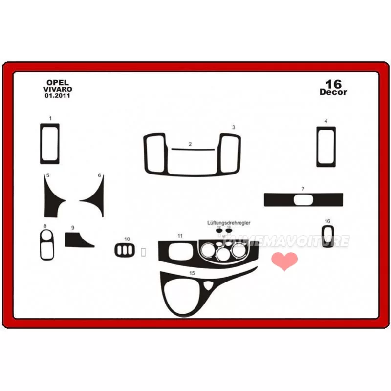 Instrumentbrädesinsats RENAULT Traffic 2007-2010 18 delar