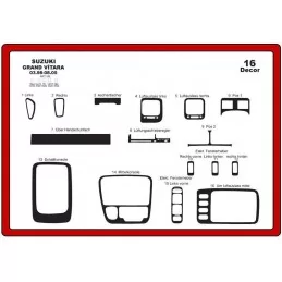 Dashboard insert SUZUKI Grand vitara 1998-2005 16 stuks