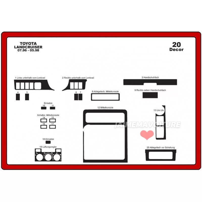 Dashboard insert TOYOTA Landcruiser 1996-1998 20 stuks