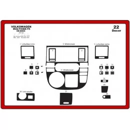 Insertar salpicadero Volkswagen Multivan T5 2003-2009 22 piezas