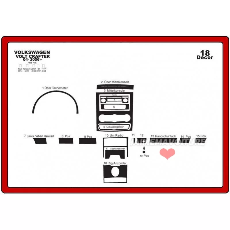 Dashboard insert VOLKSWAGEN Crafter 18 stuks