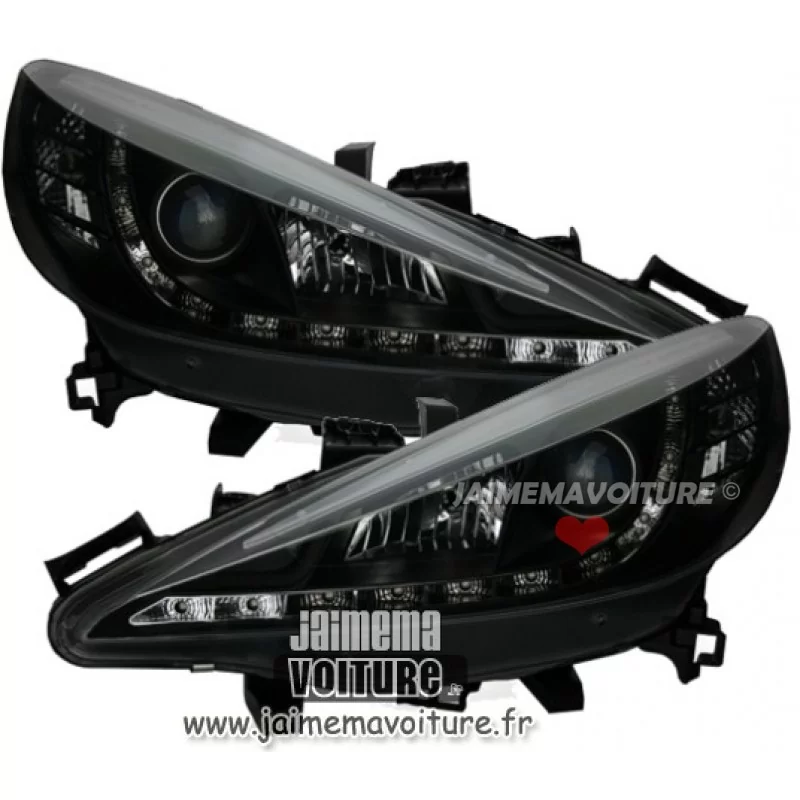 Peugeot 207 "Duivelsogen" LED koplampen Zwart