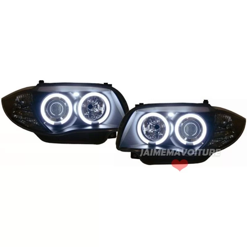 Fari anteriori Angel eyes CCFL BMW Serie 1 Nero