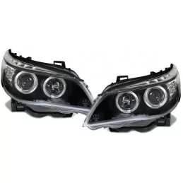 Fari anteriori Angel eyes BMW Serie 5 E60 E61 LCI Nero