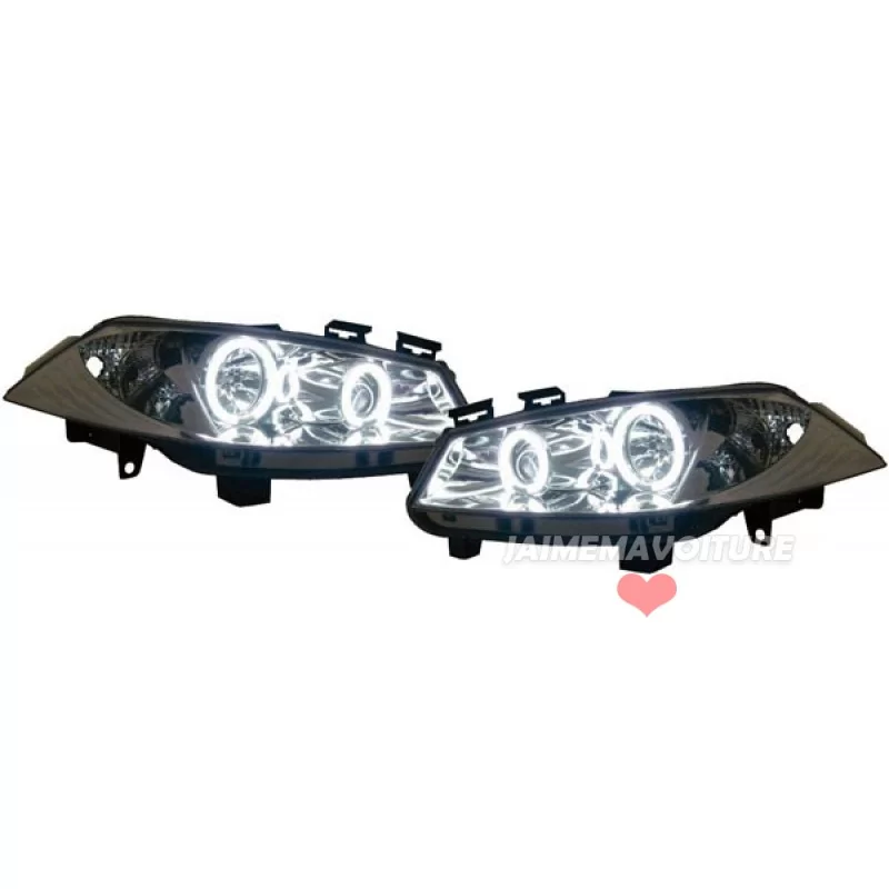 Fari anteriori Angel eyes CCFL Renault Megane 2 Chrome