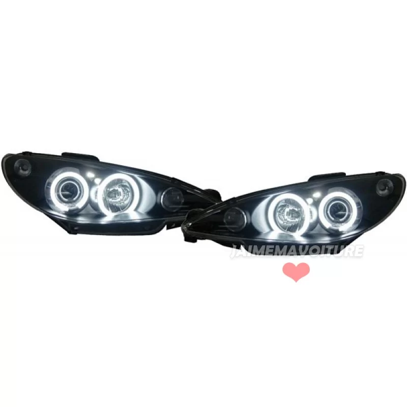 Angel eyes CCFL koplampen Peugeot 206 02-06 Zwart