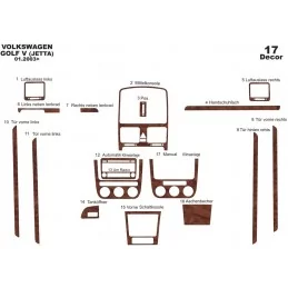 Dashboard insert VOLKSWAGEN Golf V 17 stuks