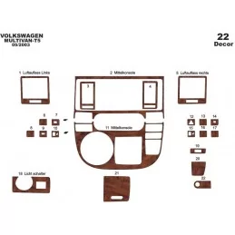 Inserto cruscotto VOLKSWAGEN Multivan T5 2003-2009 22 pezzi