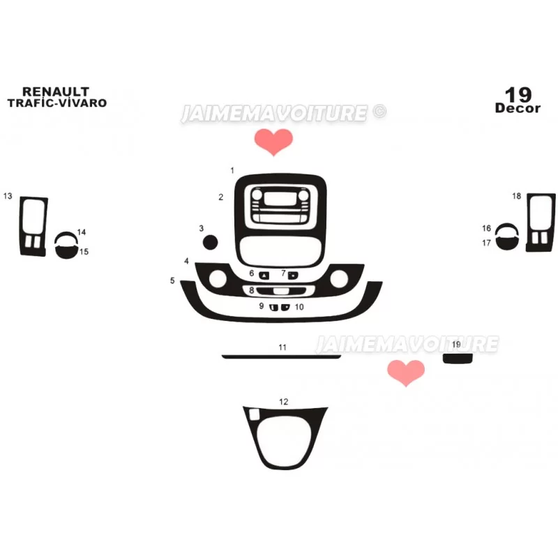RENAULT Traffic 2011 dashboard inzetstuk - 16 stuks