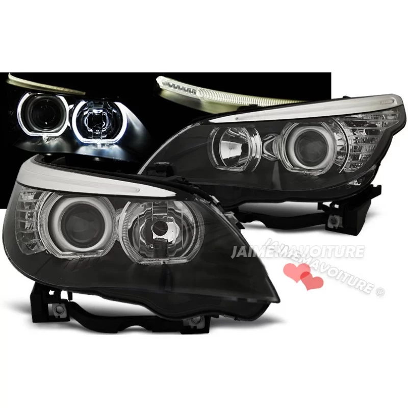 Angel eyes Fari anteriori a led BMW Serie 5 Nero