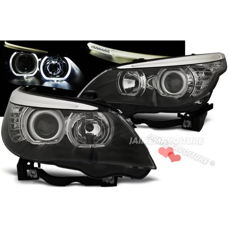 Front headlights Angel eyes Led BMW 5 Series E60 Black