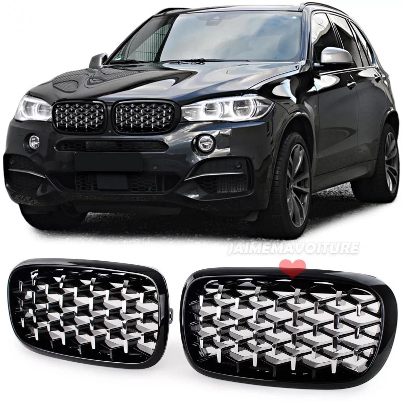 Diamantgrill till BMW X5 F15 / X6 F16 - Svart krom