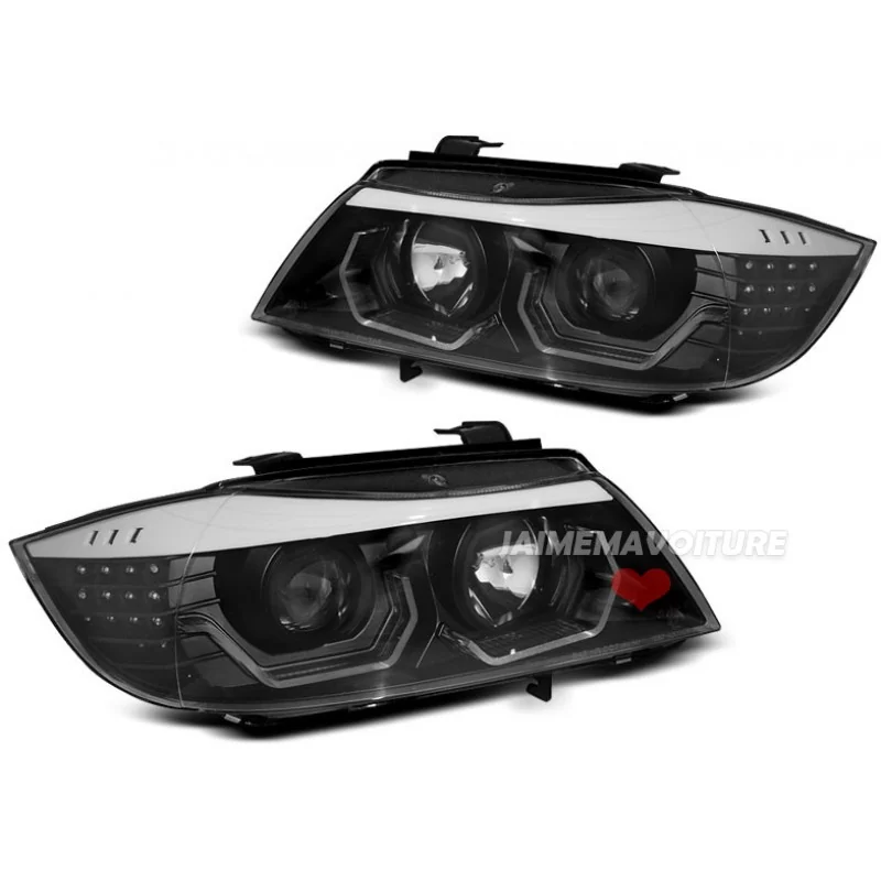 Feux phares avants angel eyes BMW Série 3 E90 E91 2005 2006 2007 2008