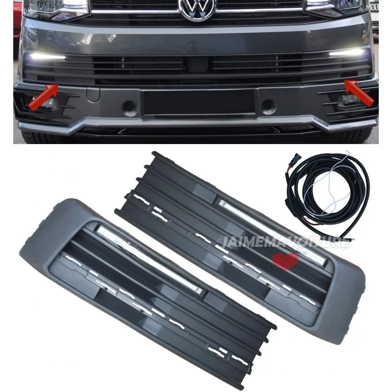 Juego de rejillas parachoques delantero con LED para VW T6 2015-2019 Jaimemavoiturett 1 - Jaimemavoiture.fr 