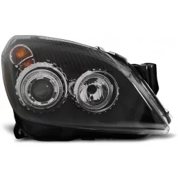 Faros delanteros Opel Astra H ángel ojos Noir