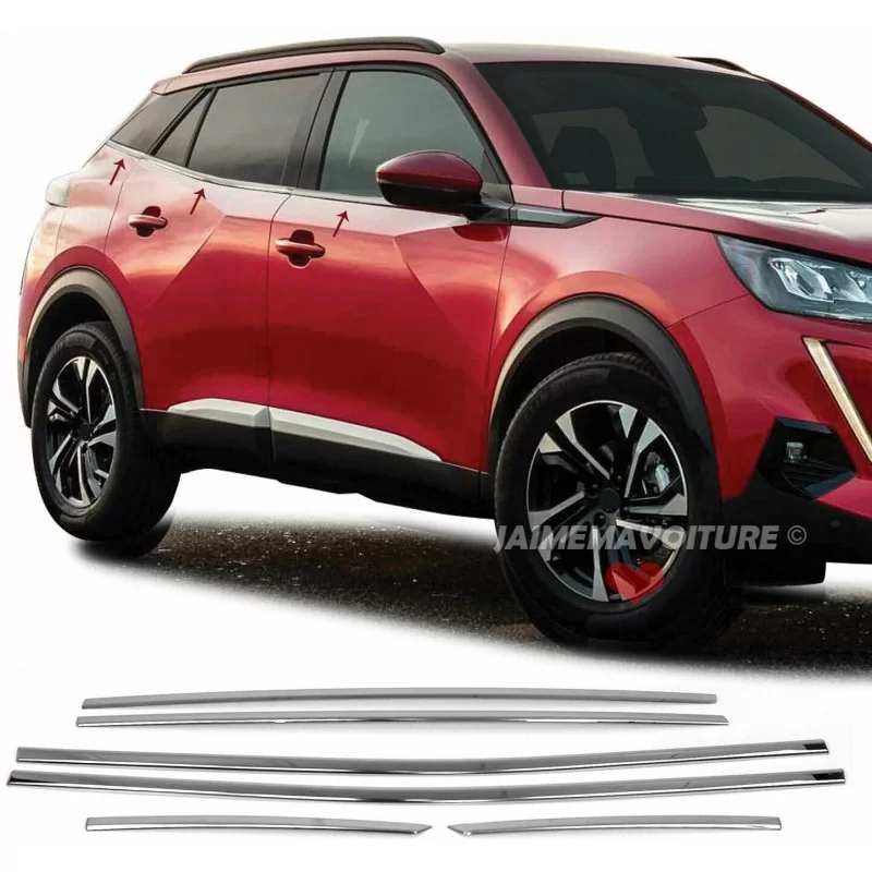 Stainless chrome window contours Peugeot 2008 II 2019 2020 2021 2022