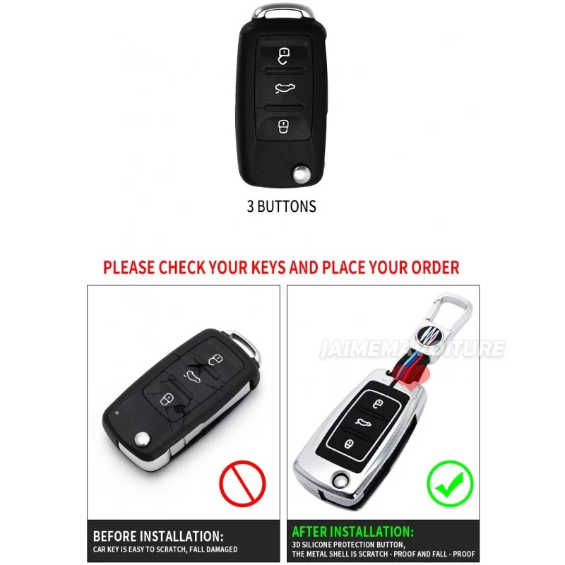 Generic Couverture de clé de voiture en Silicone pour Compatible pour Polo  Golf Passat Caddy Eos Tiguan Skoda SEAT à prix pas cher