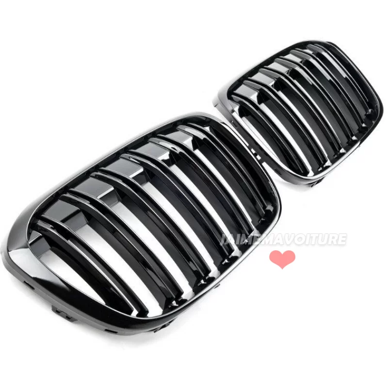 Grilles de calandre pour BMW X1 F48 2015-2019 - Noire brillante