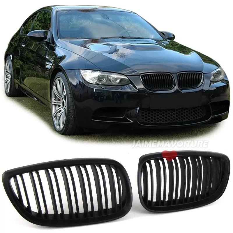 Dubbel staafrooster voor BMW 3 Reeks E92 E93 2006-2010 - Mat zwart