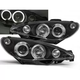 Fari anteriori Angel Eyes per Peugeot 206 - Nero